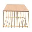 LeisureMod Walden Rectangular Wood Coffee Table Powder Coated Steel Frame Gold