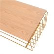 LeisureMod Walden Rectangular Wood Coffee Table Powder Coated Steel Frame Gold