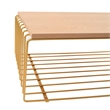 LeisureMod Walden Rectangular Wood Coffee Table Powder Coated Steel Frame Gold