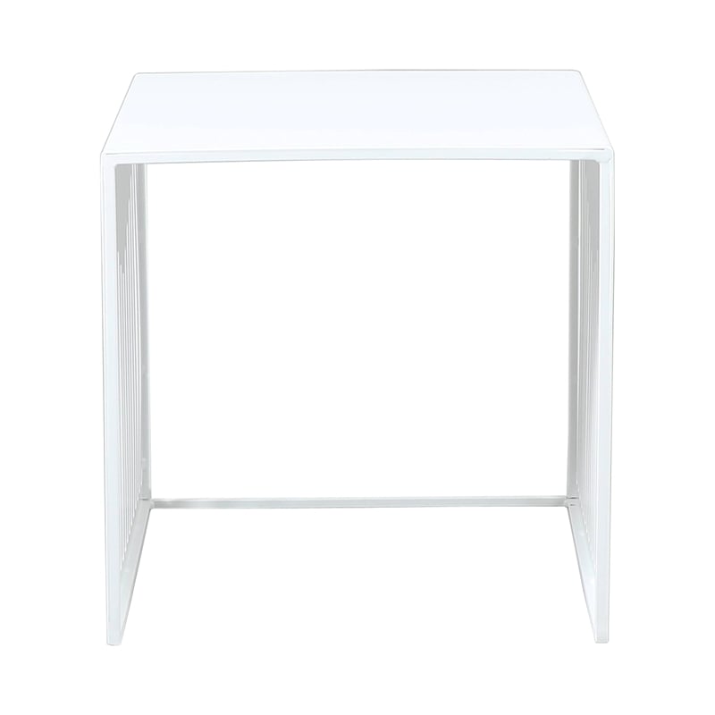 LeisureMod Cisco Modern Powder-Coated Stainless Steel Finish Side Table White
