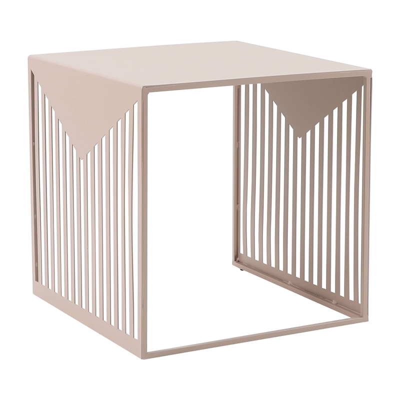 LeisureMod Cisco Modern Powder-Coated Stainless Steel Finish Side Table Brown