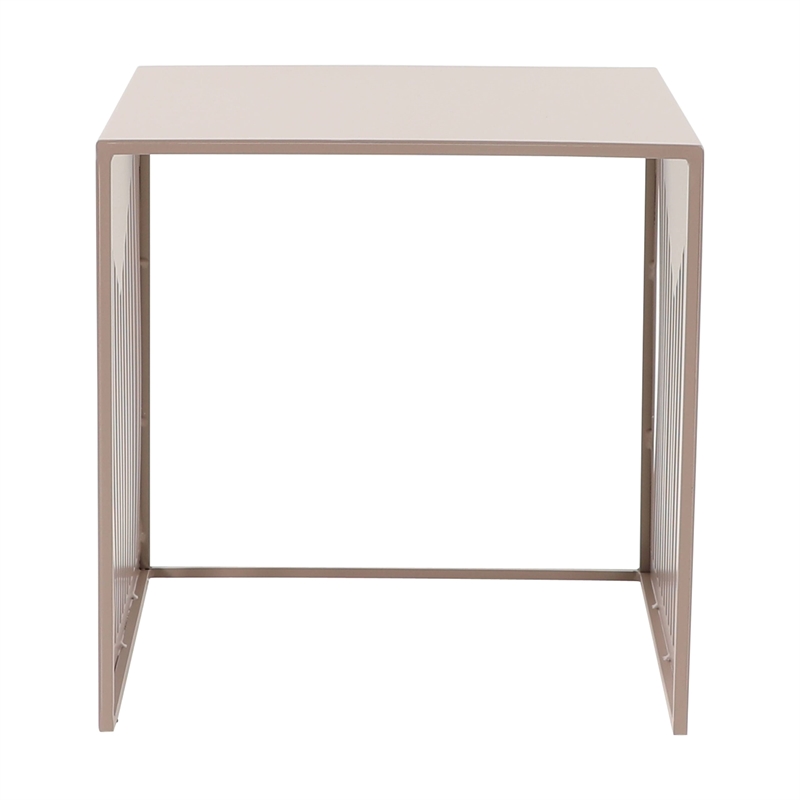 LeisureMod Cisco Modern Powder-Coated Stainless Steel Finish Side Table Brown