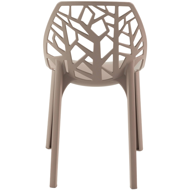 LeisureMod Cornelia Modern Plastic Dining Side Chair Set of 2 Solid Taupe