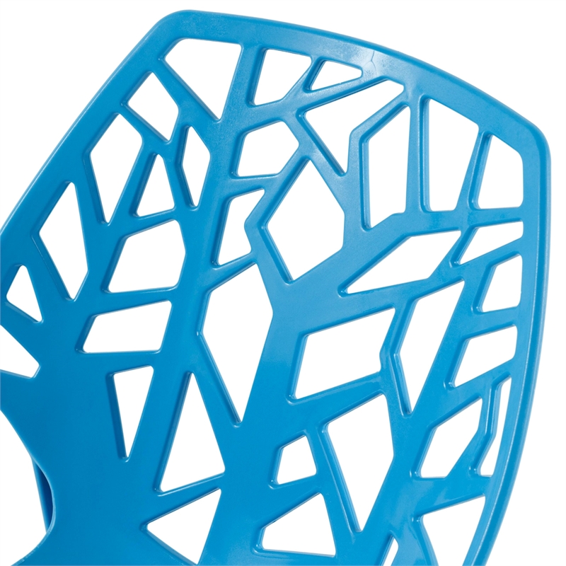 LeisureMod Cornelia Modern Plastic Dining Side Chair Set of 2 Solid Blue