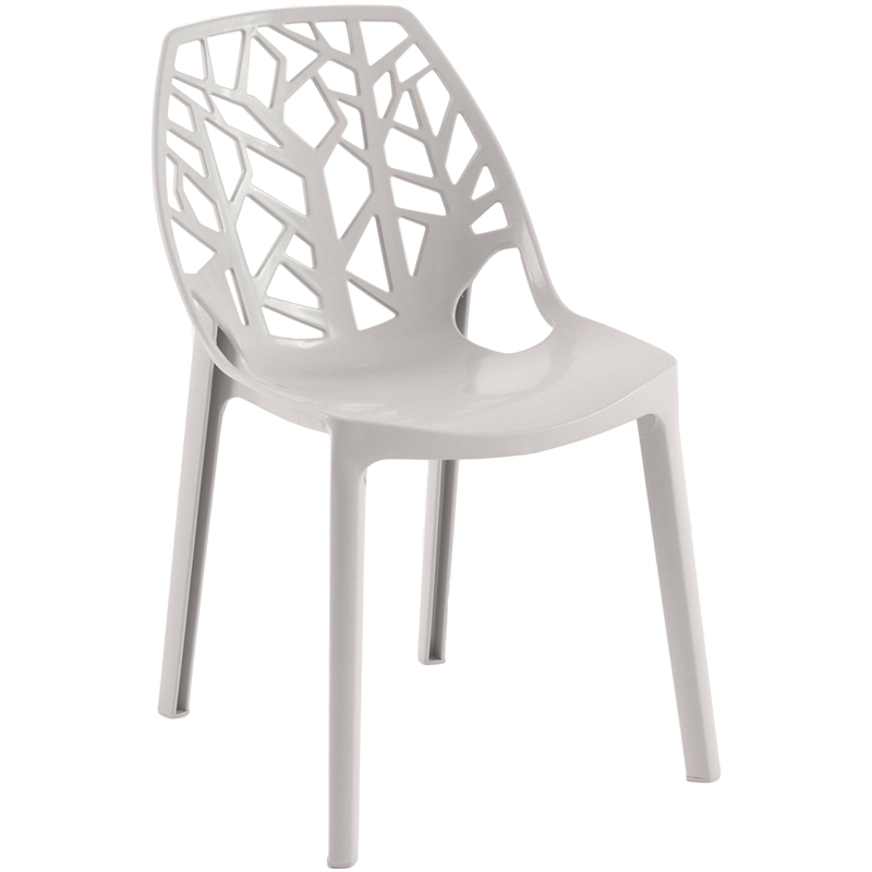 LeisureMod Cornelia Modern Plastic Dining Side Chair Set of 2 Solid Gray