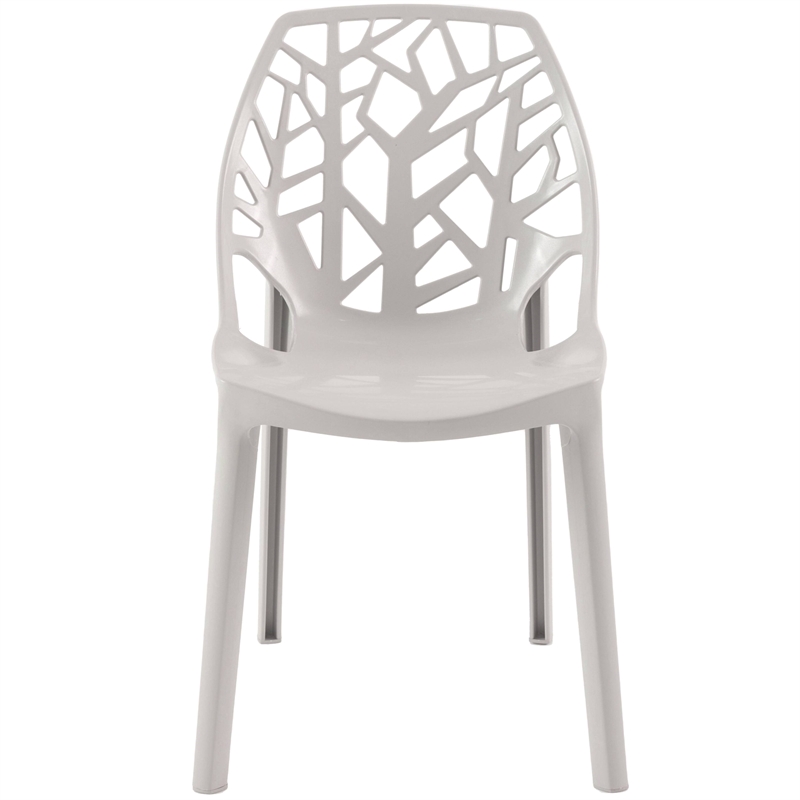 LeisureMod Cornelia Modern Plastic Dining Side Chair Set of 2 Solid Gray