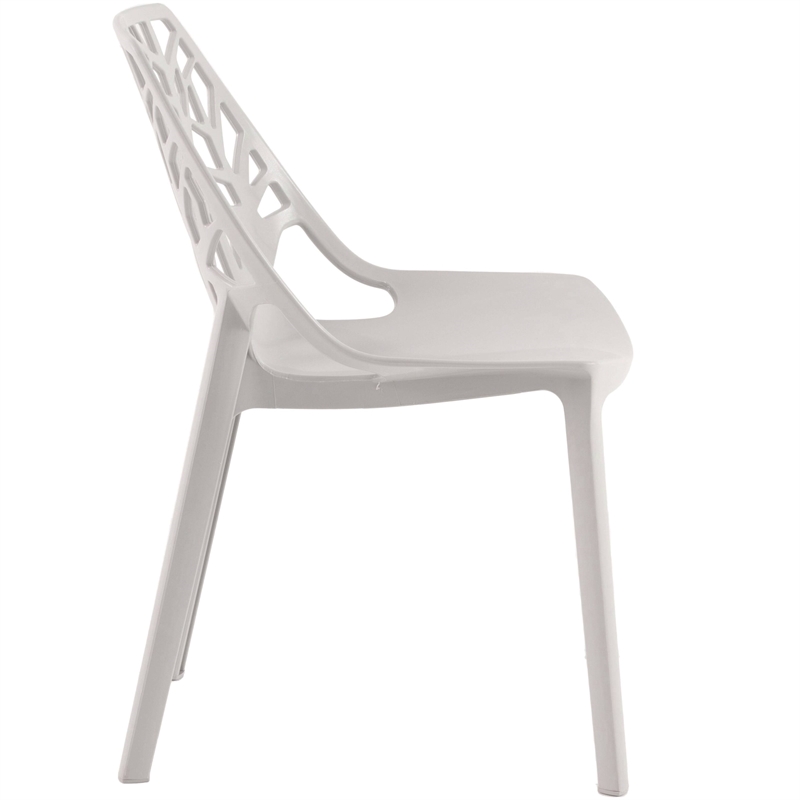 LeisureMod Cornelia Modern Plastic Dining Side Chair Set of 2 Solid Gray