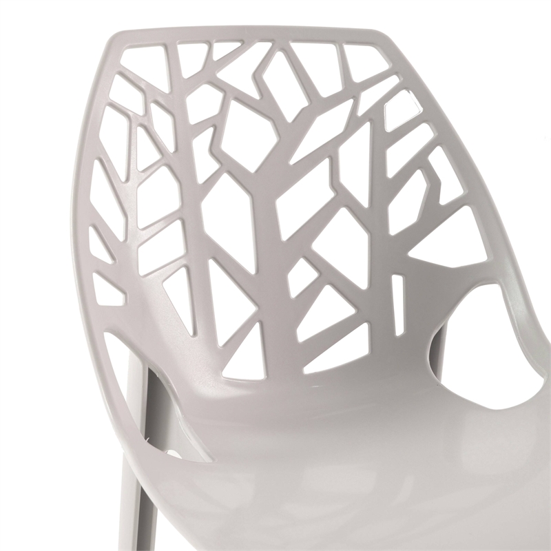 LeisureMod Cornelia Modern Plastic Dining Side Chair Set of 2 Solid Gray