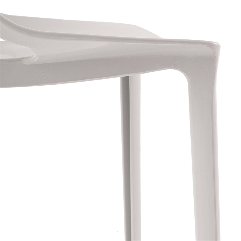 LeisureMod Cornelia Modern Plastic Dining Side Chair Set of 2 Solid Gray