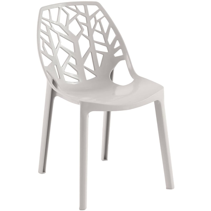LeisureMod Cornelia Modern Plastic Dining Side Chair Set of 4 Solid Gray