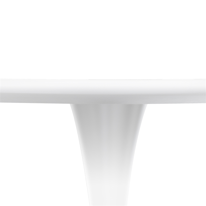 LeisureMod Bristol Modern Dining Table with Wood Top and Iron Base White