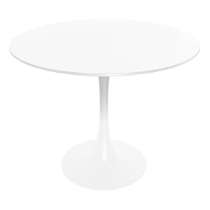 LeisureMod Bristol Modern Dining Table with Wood Top and Iron Base White