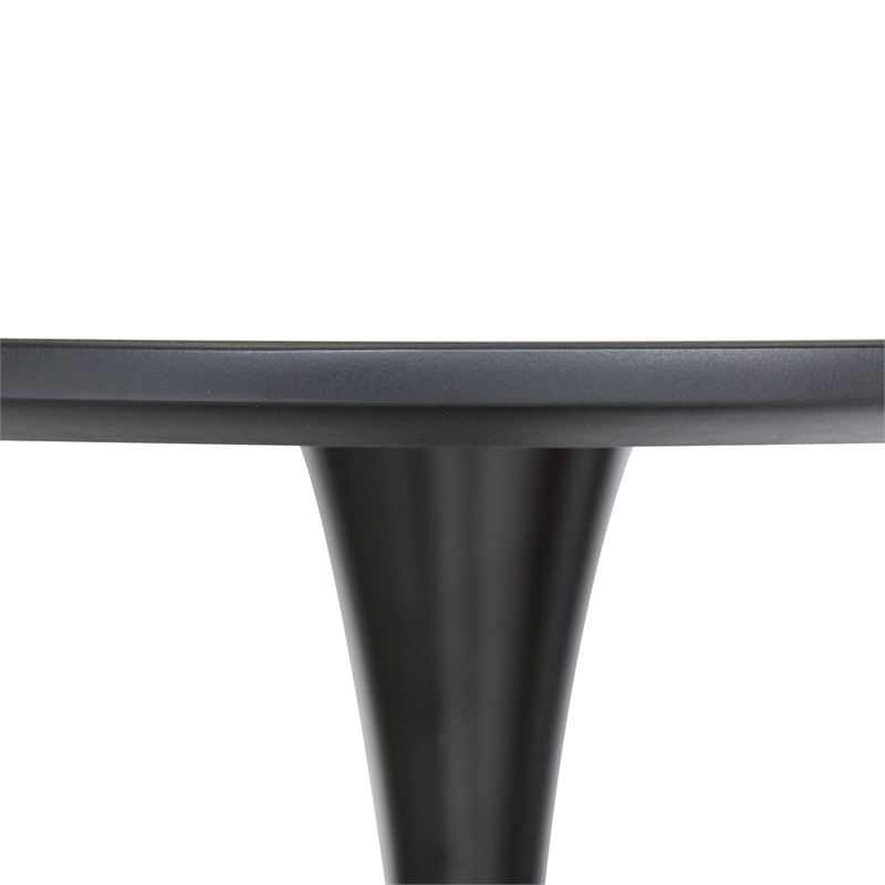 LeisureMod Bristol Modern Dining Table with Wood Top and Iron Base Black
