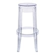 LeisureMod Averill Plastic Barstool with Clear Acrylic Seat and Legs Single