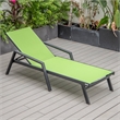LeisureMod Marlin Patio Chaise Lounge Chair With Arms Aluminum Frame Green
