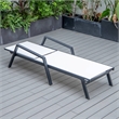 LeisureMod Marlin Patio Chaise Lounge Chair With Arms Aluminum Frame White