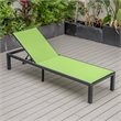 LeisureMod Marlin Patio Chaise Lounge Chair With Black Aluminum Frame Green