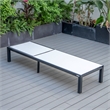 LeisureMod Marlin Patio Chaise Lounge Chair With Black Aluminum Frame White
