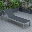 LeisureMod Marlin Patio Chaise Lounge Chair With Black Aluminum Frame Black