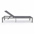LeisureMod Marlin Patio Chaise Lounge Chair With Black Aluminum Frame Black