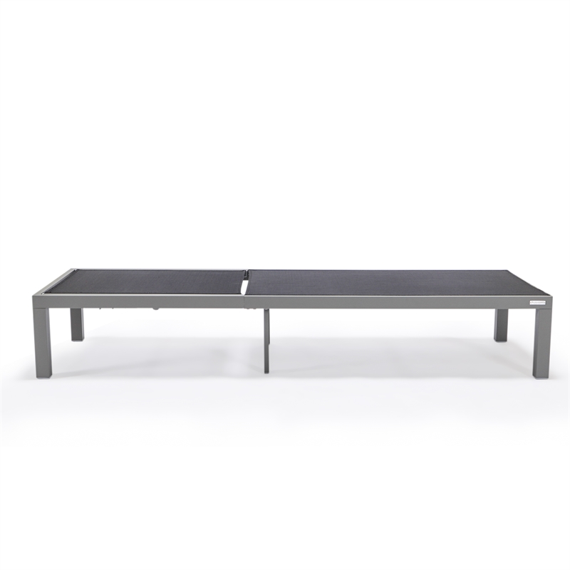 LeisureMod Marlin Patio Chaise Lounge Chair With Black Aluminum Frame Black