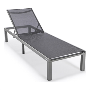 LeisureMod Marlin Patio Chaise Lounge Chair With Black Aluminum Frame Black