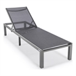 LeisureMod Marlin Patio Chaise Lounge Chair With Black Aluminum Frame Black