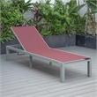 LeisureMod Marlin Patio Chaise Lounge Chair With Black Aluminum Frame Red