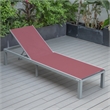 LeisureMod Marlin Patio Chaise Lounge Chair With Black Aluminum Frame Red