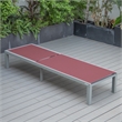LeisureMod Marlin Patio Chaise Lounge Chair With Black Aluminum Frame Red