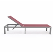 LeisureMod Marlin Patio Chaise Lounge Chair With Black Aluminum Frame Red