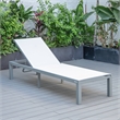 LeisureMod Marlin Patio Chaise Lounge Chair With Black Aluminum Frame White
