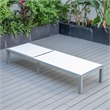 LeisureMod Marlin Patio Chaise Lounge Chair With Black Aluminum Frame White