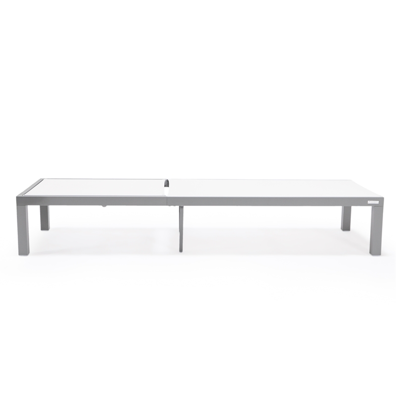 LeisureMod Marlin Patio Chaise Lounge Chair With Black Aluminum Frame White