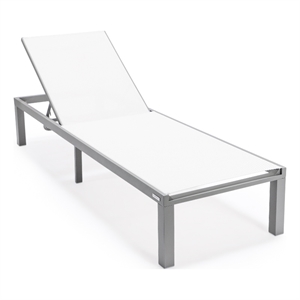 LeisureMod Marlin Patio Chaise Lounge Chair With Black Aluminum Frame White