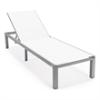 LeisureMod Marlin Patio Chaise Lounge Chair With Black Aluminum Frame White