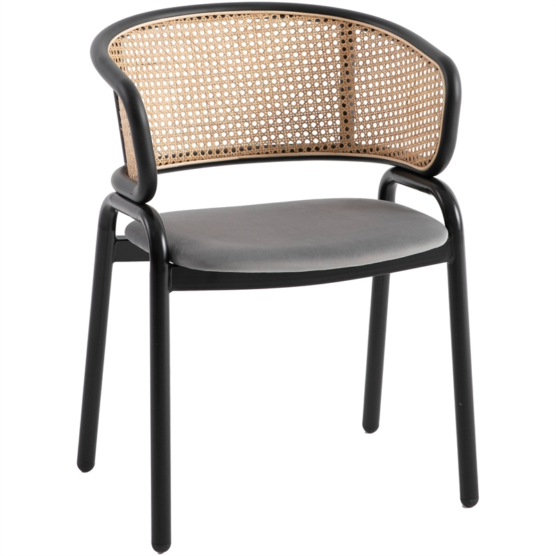 LeisureMod Ervilla Modern Dining Chair with Velvet Seat Set of 2 Gray