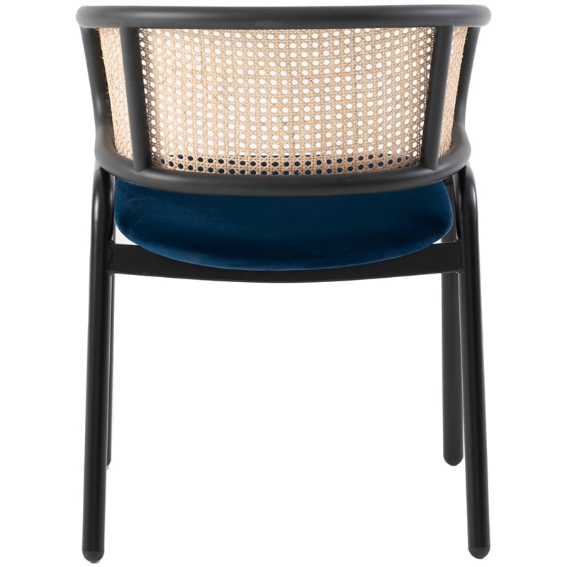 LeisureMod Ervilla Modern Dining Chair with Velvet Seat Set of 4 Navy Blue