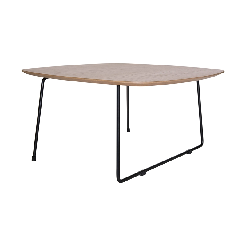 LeisureMod Pemborke Square Coffee Table with Wood Top Natural Wood