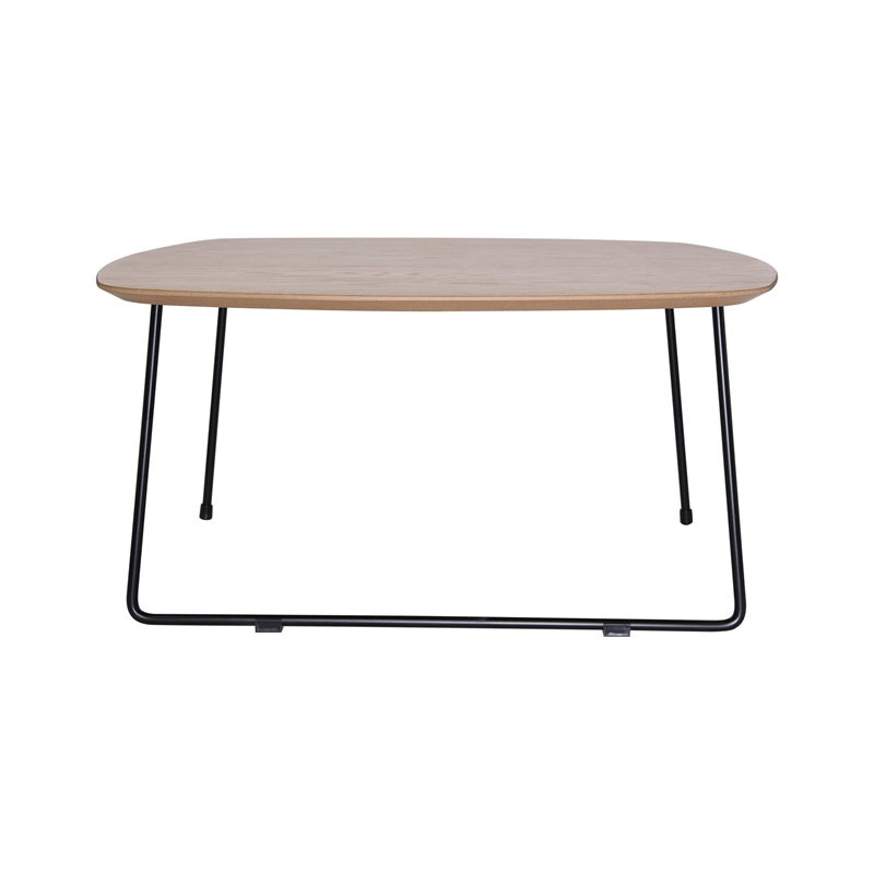 LeisureMod Pemborke Square Coffee Table with Wood Top Natural Wood