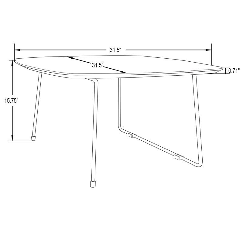 LeisureMod Pemborke Square Coffee Table with Wood Top Natural Wood