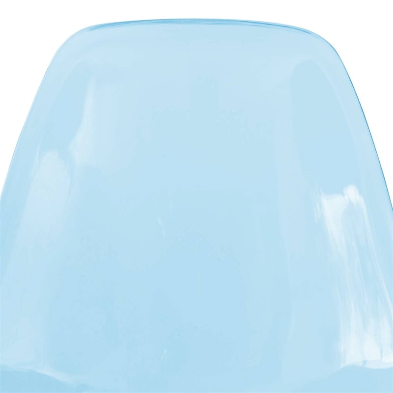LeisureMod Cresco Plastic Dining Chair with Gold Base Set of 4 Transparent Blue