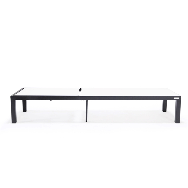 LeisureMod Marlin Patio Chaise Lounge Aluminum Black Frame Set of 2 White