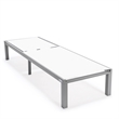 LeisureMod Marlin Patio Chaise Lounge Aluminum Grey Frame Set of 2 White