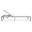 LeisureMod Marlin Patio Chaise Lounge Aluminum Grey Frame Set of 2 White