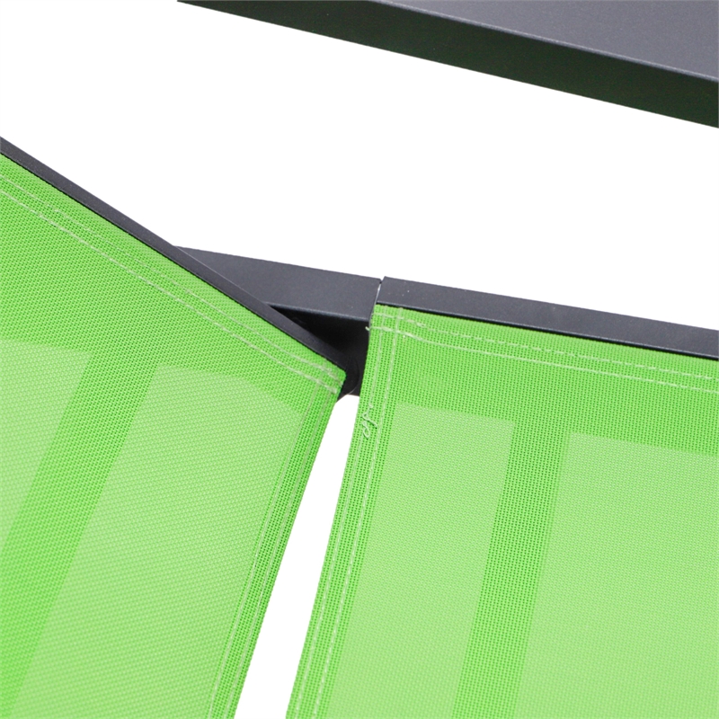 LeisureMod Marlin Patio Chaise Lounge Aluminum Black Arms Set of 2 Green