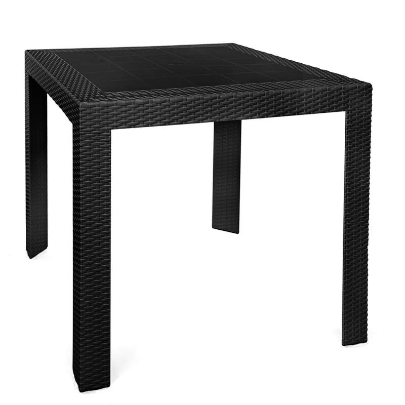 LeisureMod Mace Mid-Century 3-Piece Plastic Outdoor Dining Set Black