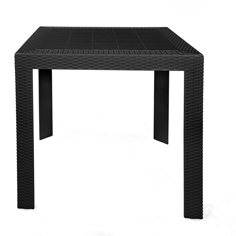 LeisureMod Mace Mid-Century 3-Piece Plastic Outdoor Dining Set Black