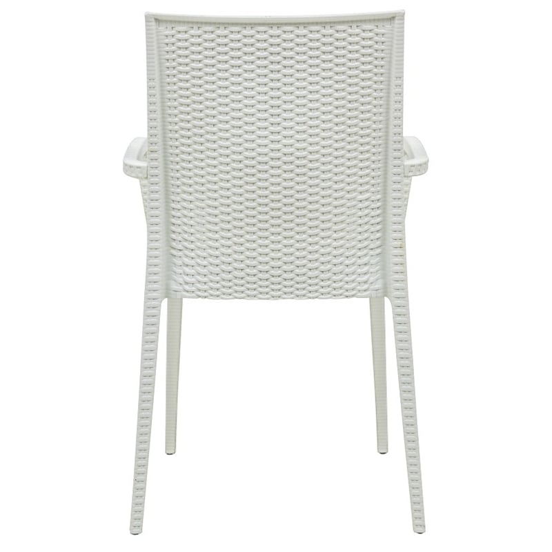 LeisureMod Mace 7-Piece Rectangular Plastic Outdoor Dining Set White
