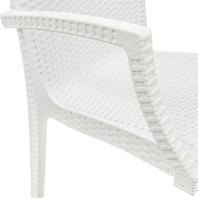 LeisureMod Mace 7-Piece Rectangular Plastic Outdoor Dining Set White